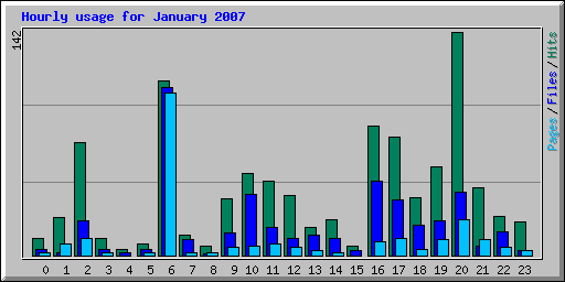 Hourly usage for January 2007