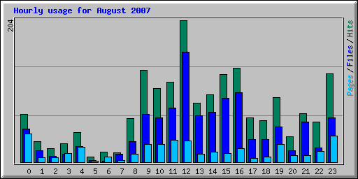 Hourly usage for August 2007