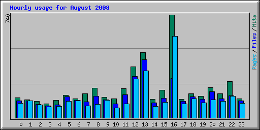 Hourly usage for August 2008